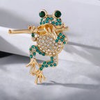 Flute Frog Rhinestone Brooch PA5562