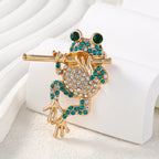 Flute Frog Rhinestone Brooch PA5562