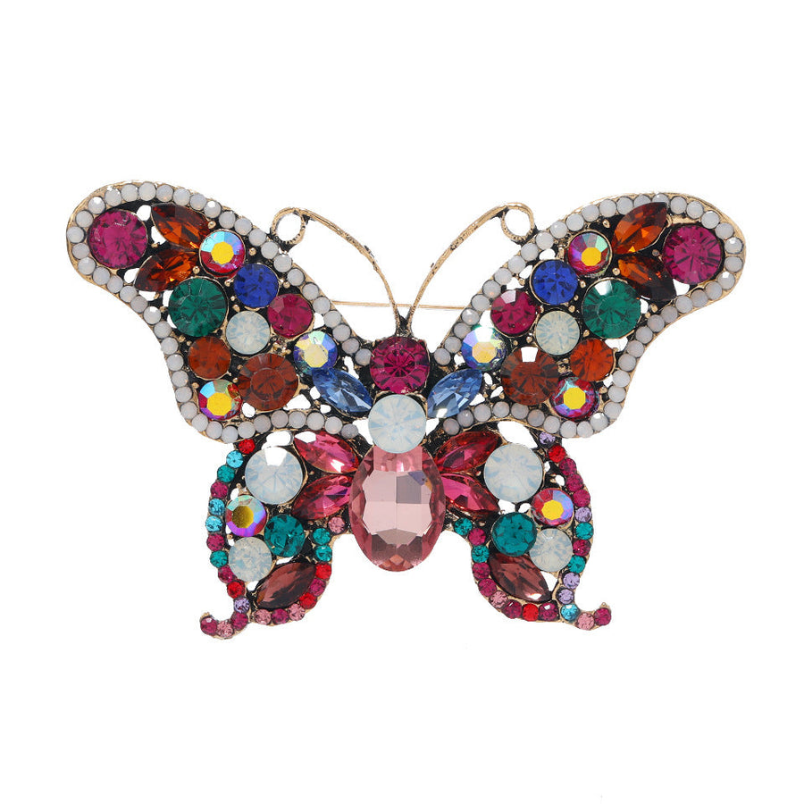 Alloy Crystal Butterfly Brooch PA5578