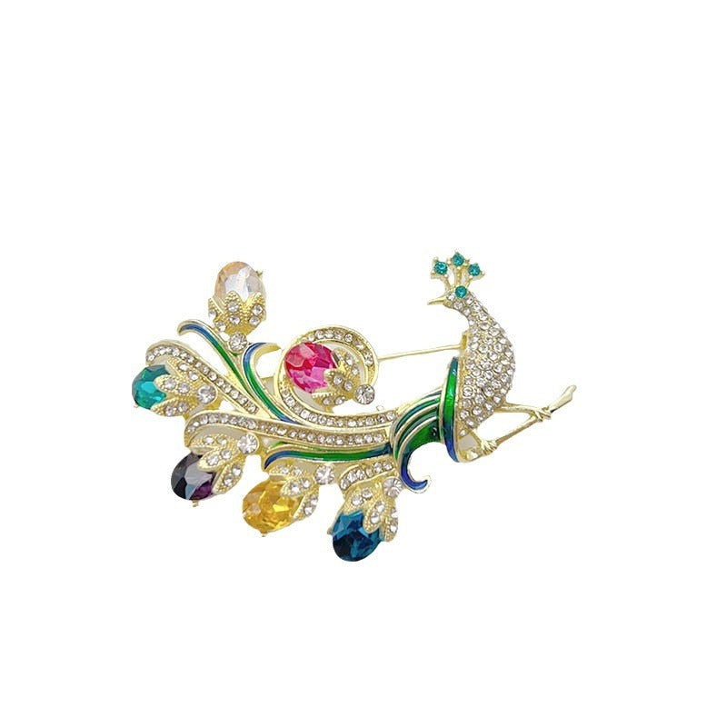 Peacock Rhinestone Brooch PA5626