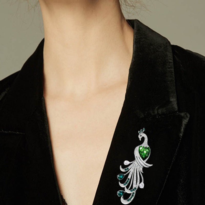 Elegant Peacock Rhinestone Brooch PA5630 - view 5