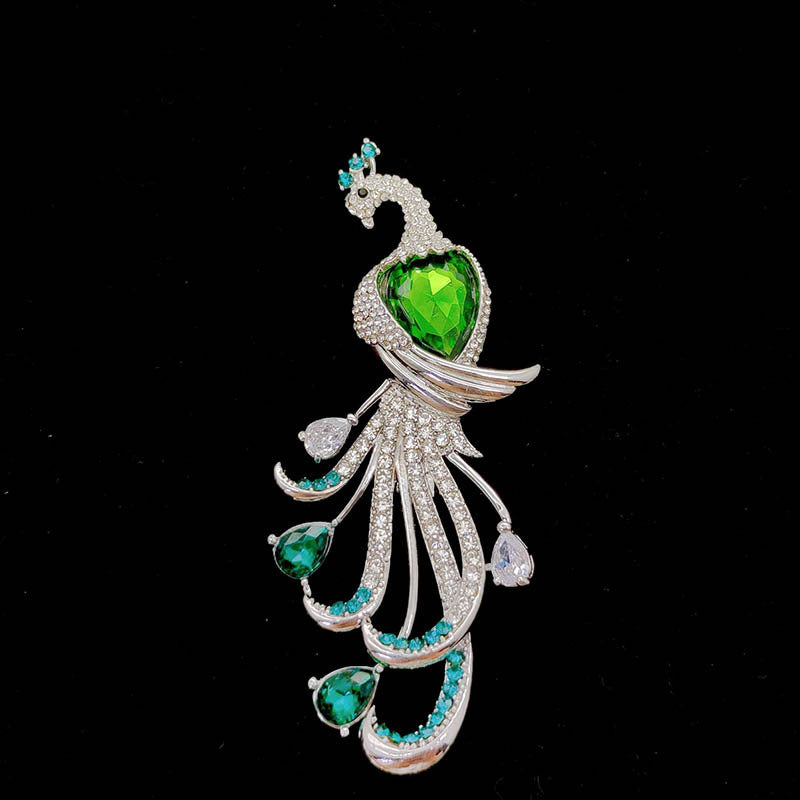 Elegant Peacock Rhinestone Brooch PA5630 - view 2