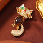 Cute Cat Rhinestone Alloy Brooch PA5644
