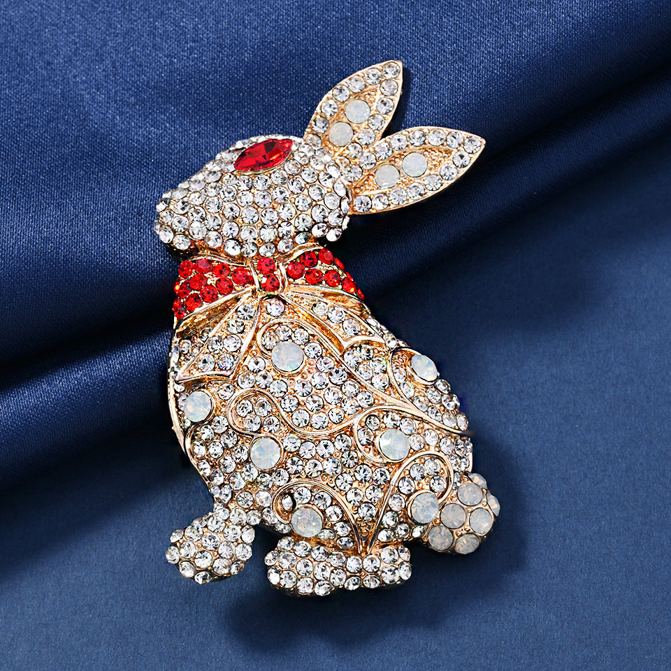 Rabbit Rhinestone Alloy Brooch PA5651