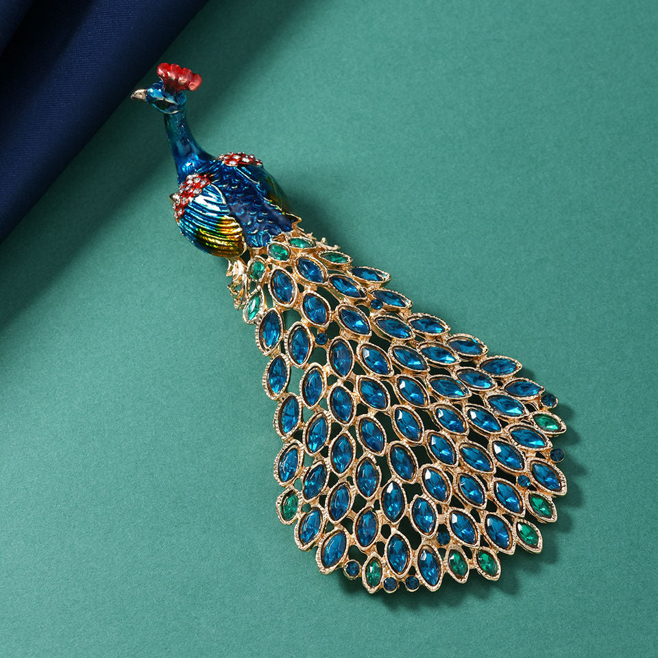 Peacock Rhinestone-Embellished Alloy Brooch PA5658 - view 2