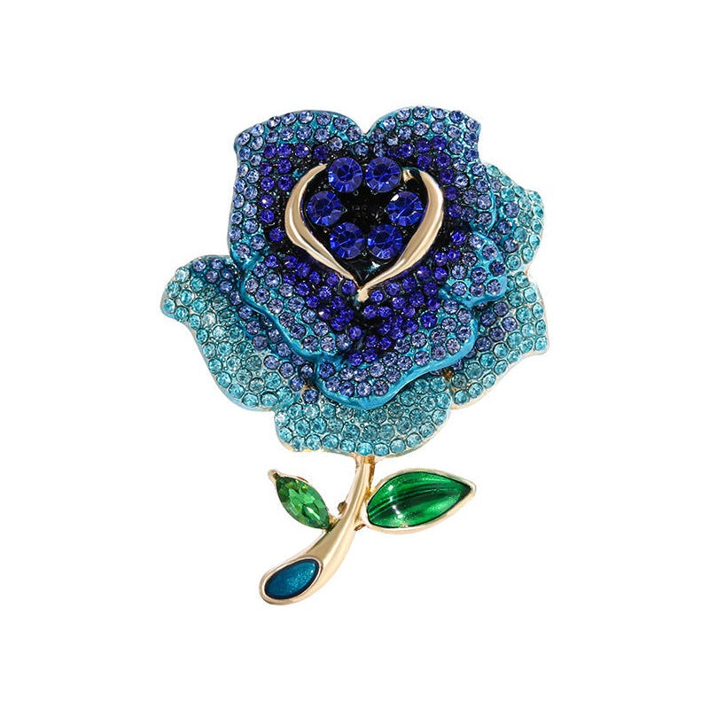 Rose Rhinestone-Embellished Alloy Brooch PA5675