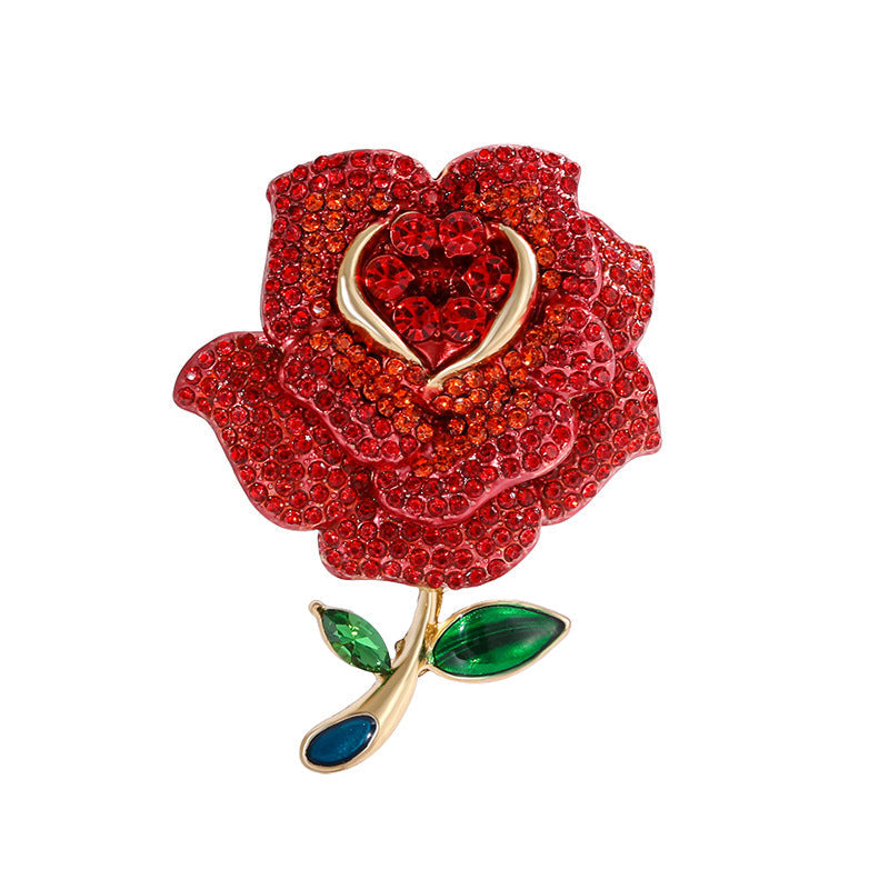 Rose Rhinestone-Embellished Alloy Brooch PA5675 - view 3