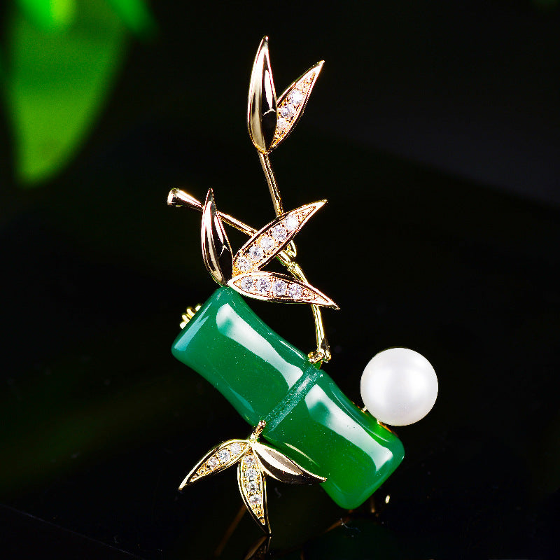 Bamboo Rhinestone Crystal Alloy Brooch PA5677