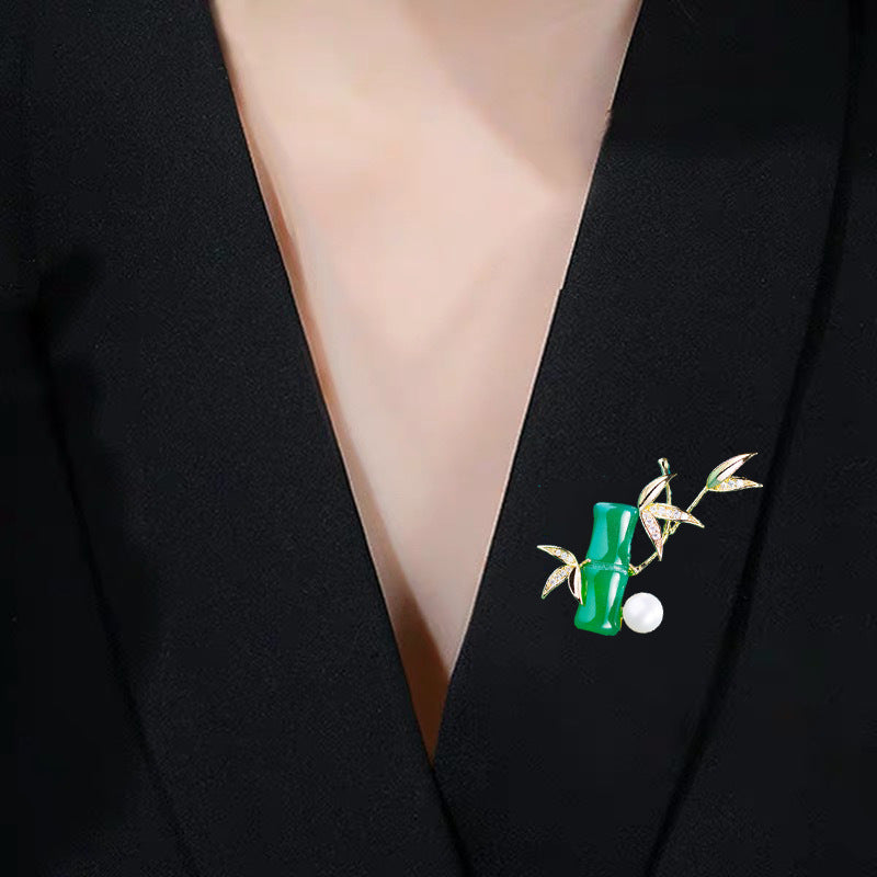 Bamboo Rhinestone Crystal Alloy Brooch PA5677