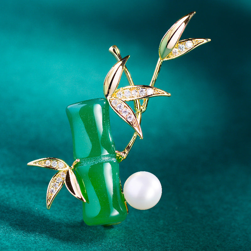 Bamboo Rhinestone Crystal Alloy Brooch PA5677