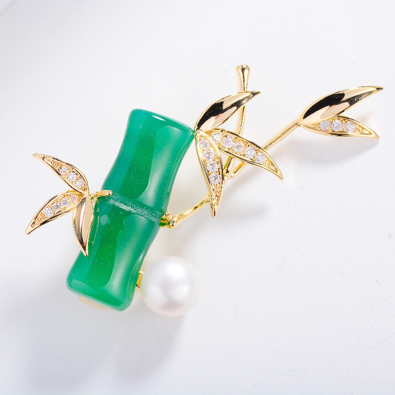 Bamboo Rhinestone Crystal Alloy Brooch PA5677
