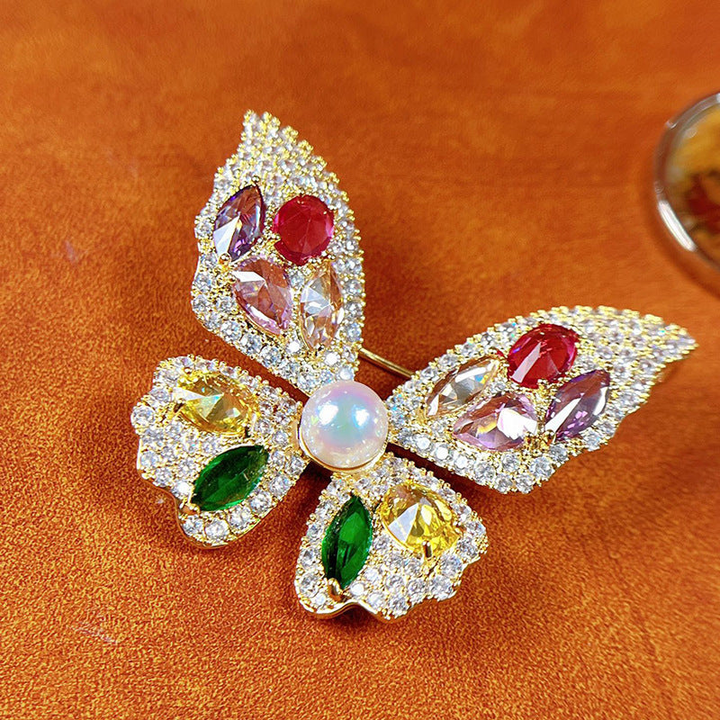 Butterfly Rhinestone Alloy Brooch PA5698