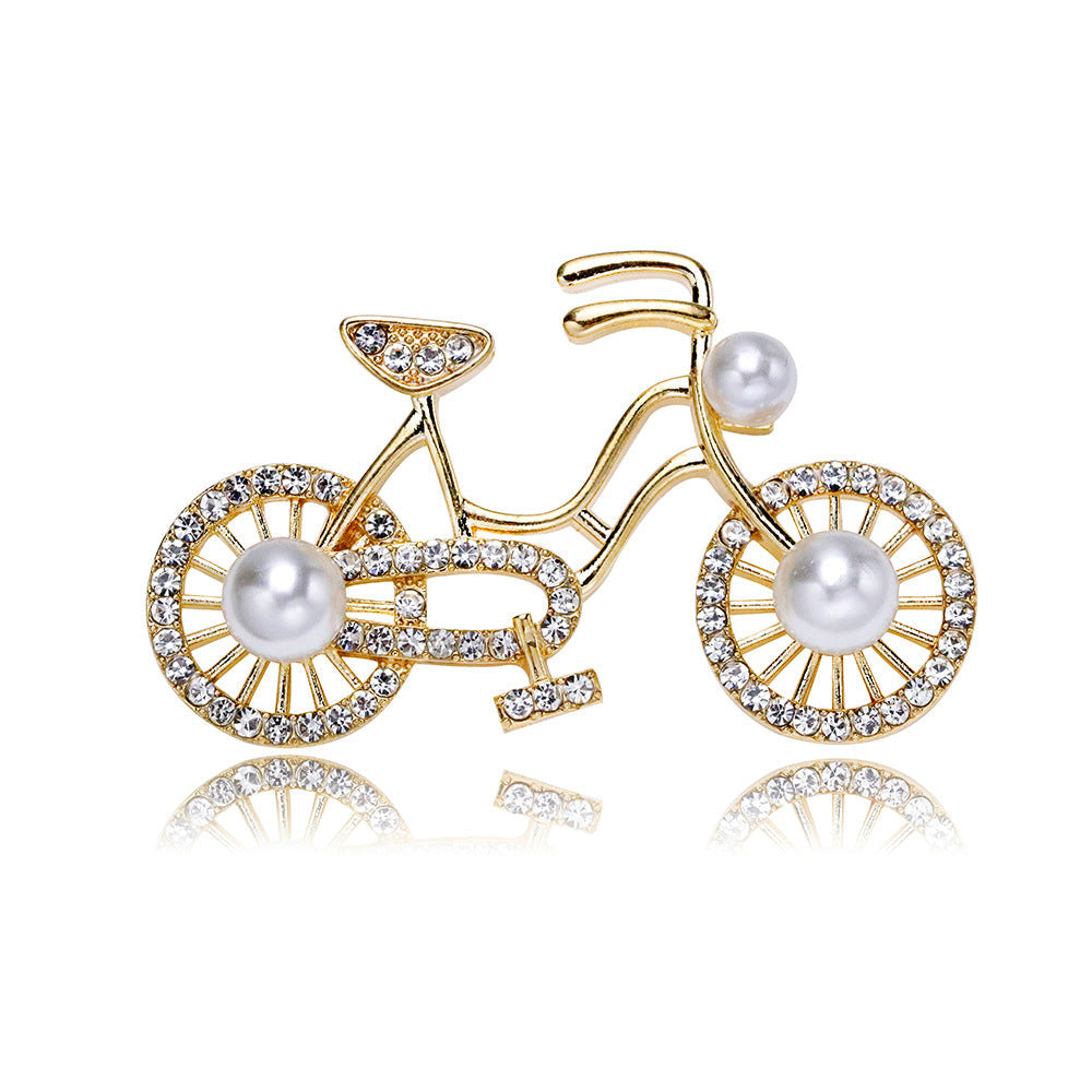 Bicycle Rhinestone Crystal Alloy Brooch PA5708