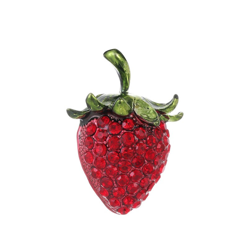Strawberry Rhinestone-Embellished Alloy Brooch PA5714