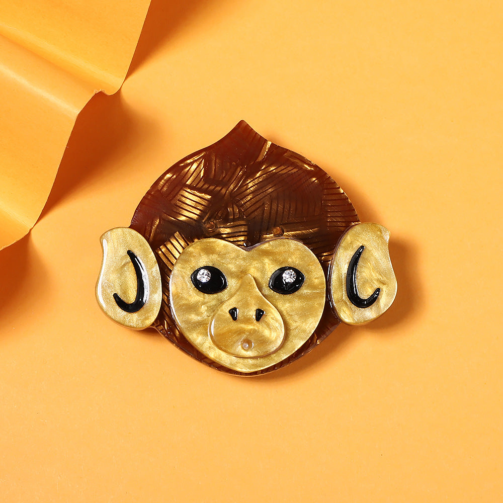 Monkey Head Alloy Acrylic Brooch PA5737 - view 3