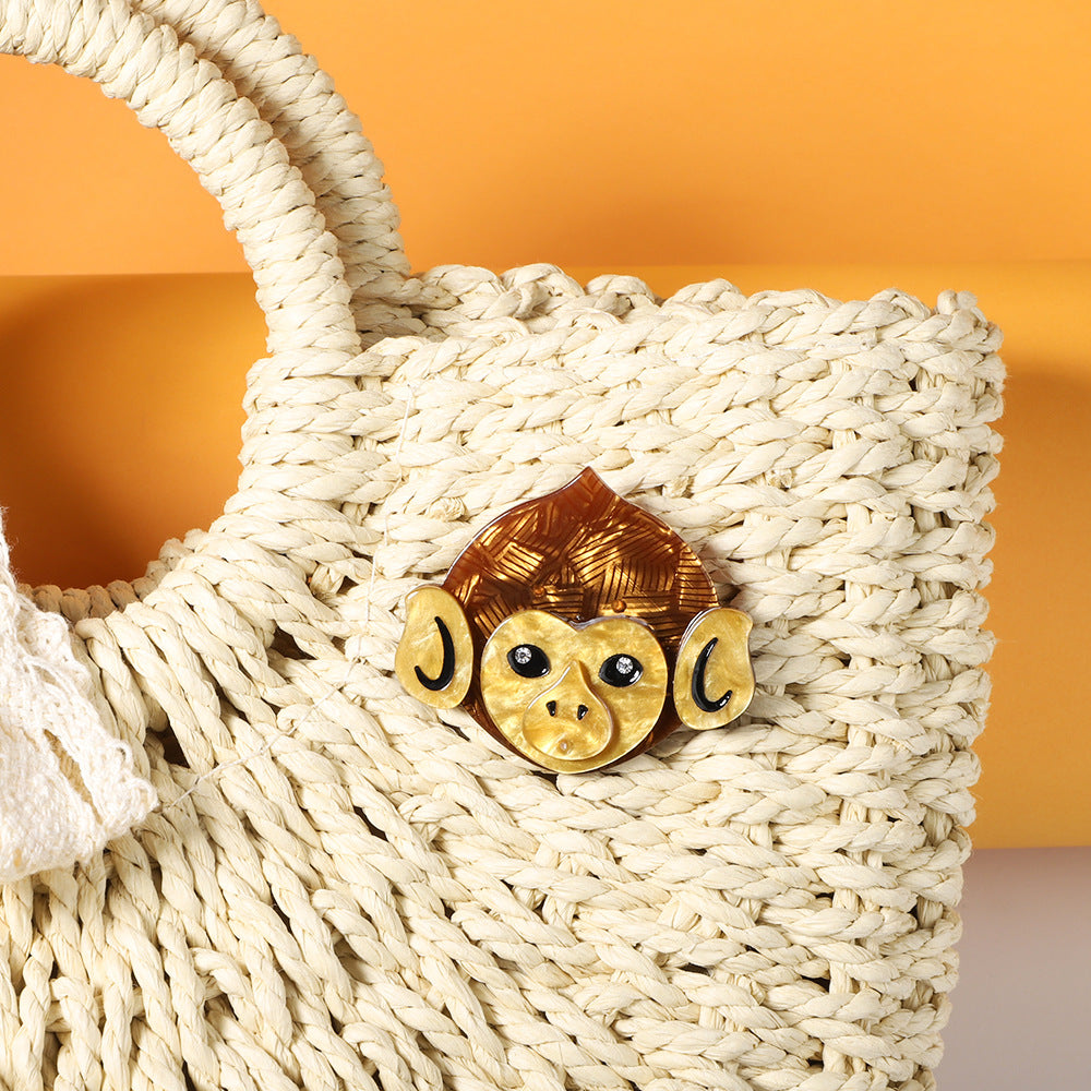 Monkey Head Alloy Acrylic Brooch PA5737 - view 5