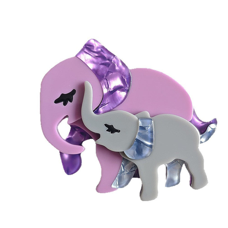Mother And Child Elephant Acrylic Brooch PA5744