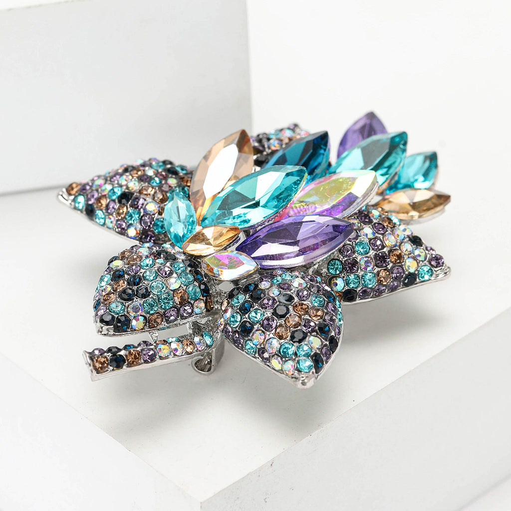 Maple Leaf Flower Rhinestone Alloy Brooch PA5745