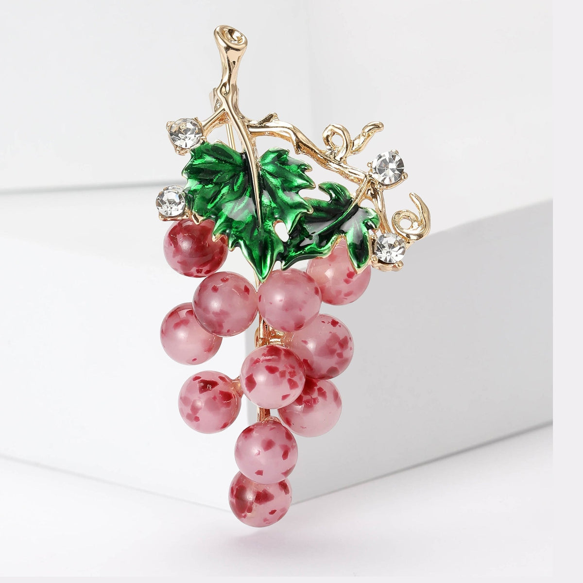 Enamel Inlay Grape Alloy Rhinestone Brooch PA5747