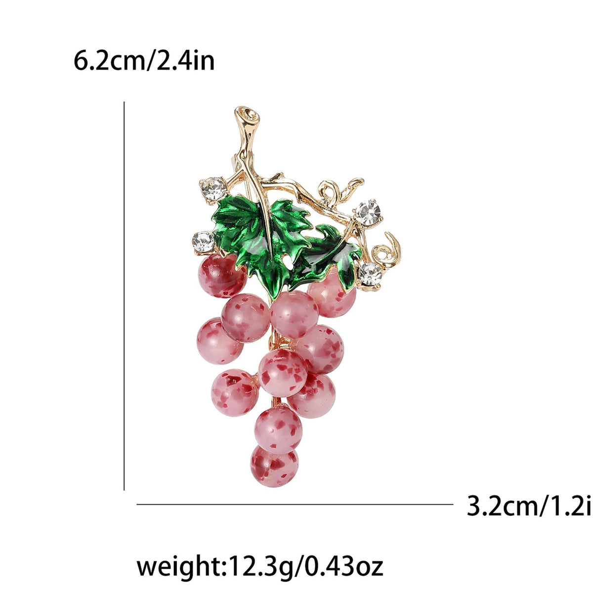 Enamel Inlay Grape Alloy Rhinestone Brooch PA5747