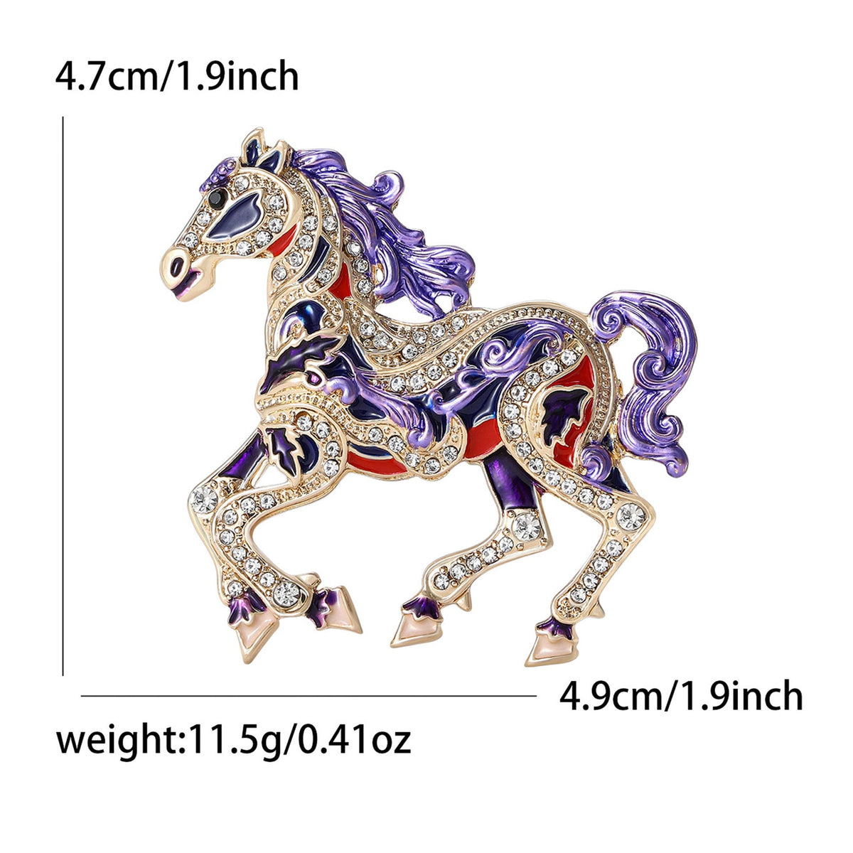 Galloping Horse Alloy Rhinestone Brooch PA5756