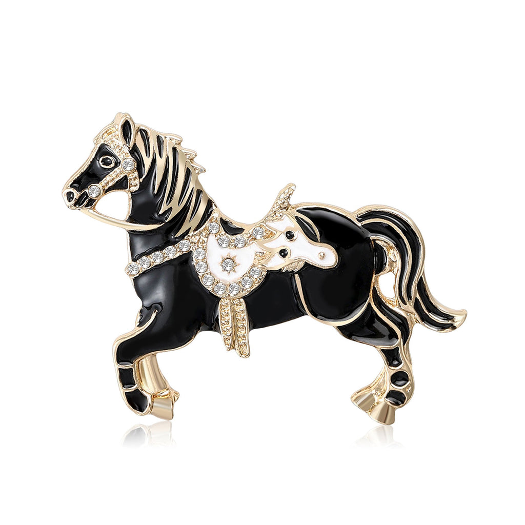 Horse Alloy Rhinestone Brooch PA5757