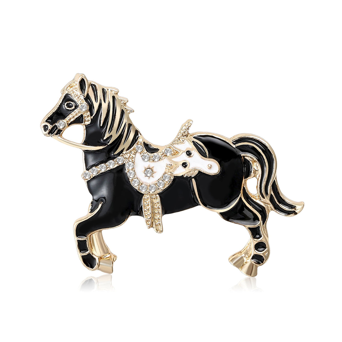 Horse Alloy Rhinestone Brooch PA5757