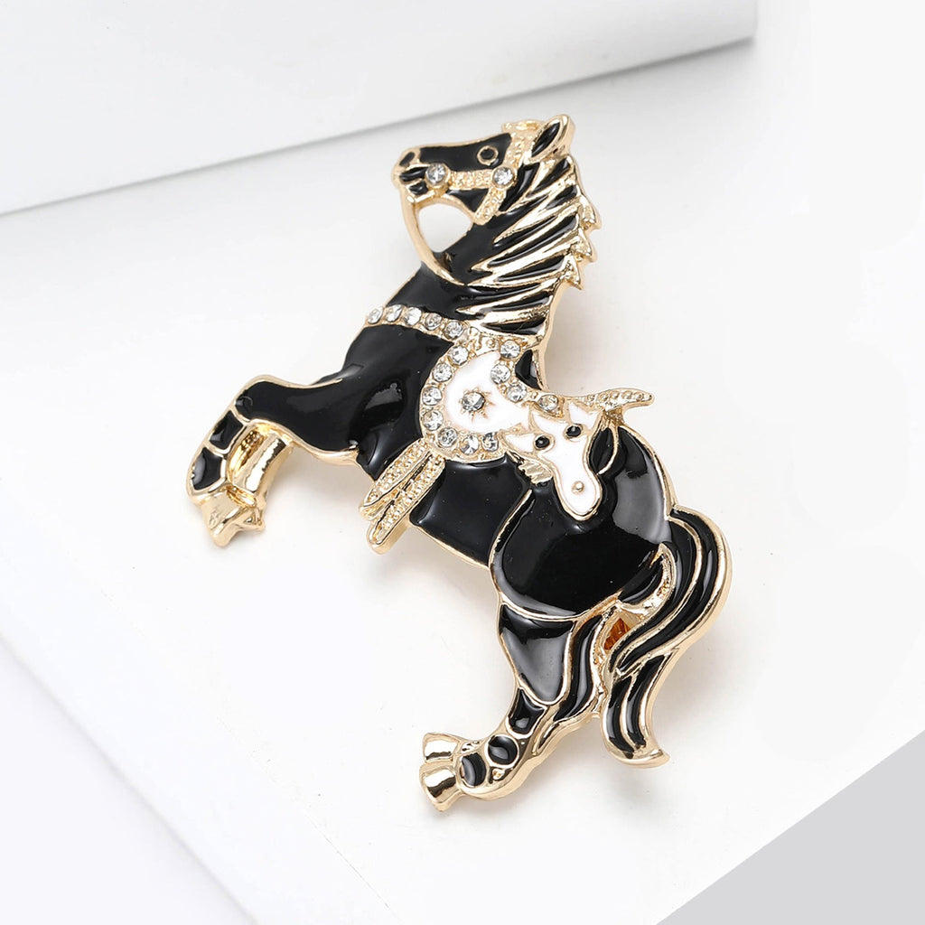 Horse Alloy Rhinestone Brooch PA5757 - view 3