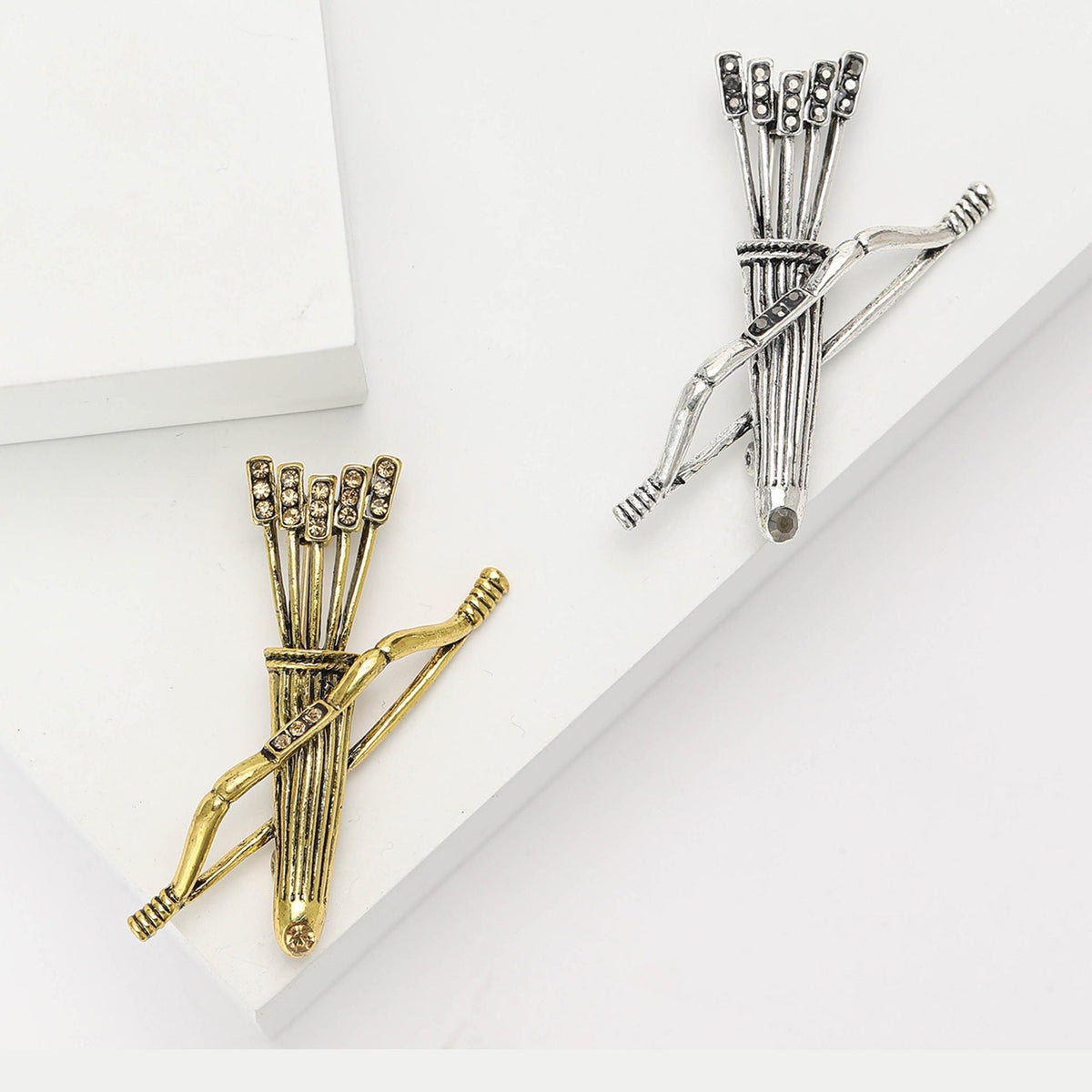 Bow and Arrow Alloy Rhinestone Brooch PA5764