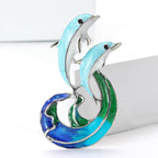 Double Dolphins Alloy Rhinestone Brooch PA5775