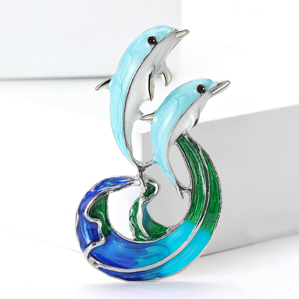 Double Dolphins Alloy Rhinestone Brooch PA5775