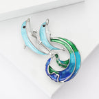 Double Dolphins Alloy Rhinestone Brooch PA5775