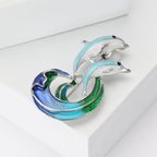 Double Dolphins Alloy Rhinestone Brooch PA5775