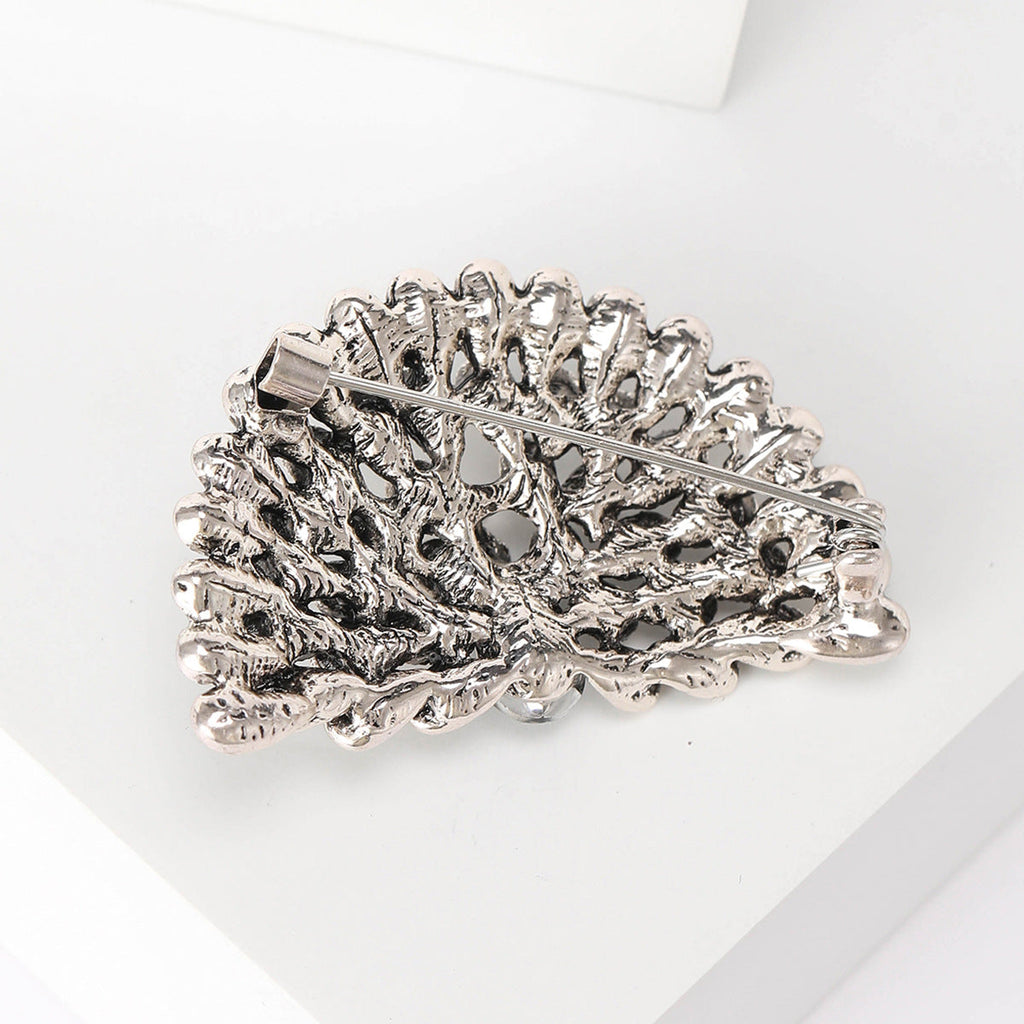 Peacock Spreading its Tail Alloy Rhinestone Brooch PA5781 - view 2