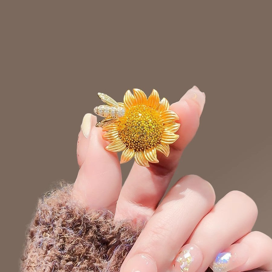 Sunflower Alloy Rhinestone Brooch PA5791 - view 2