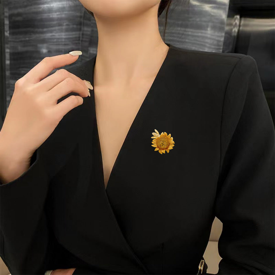 Sunflower Alloy Rhinestone Brooch PA5791 - view 3