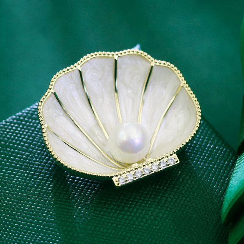 Shell and Pearl Crystal Alloy Rhinestone Brooch PA5801 - view 4