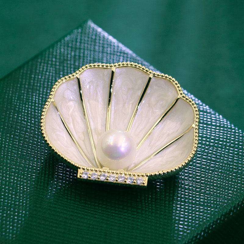 Shell and Pearl Crystal Alloy Rhinestone Brooch PA5801 - view 6