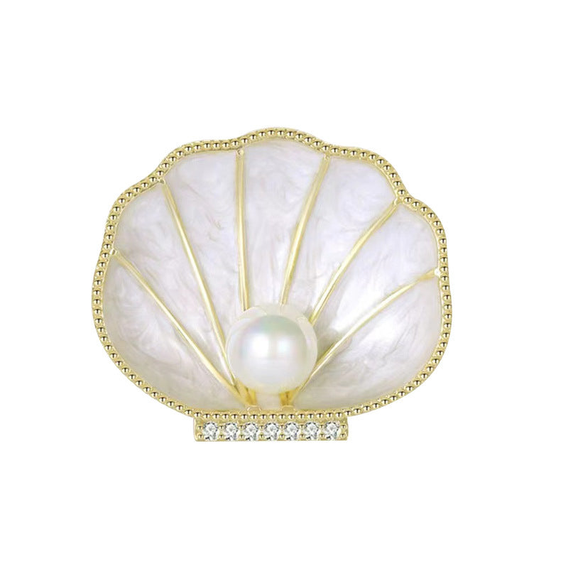 Shell and Pearl Crystal Alloy Rhinestone Brooch PA5801