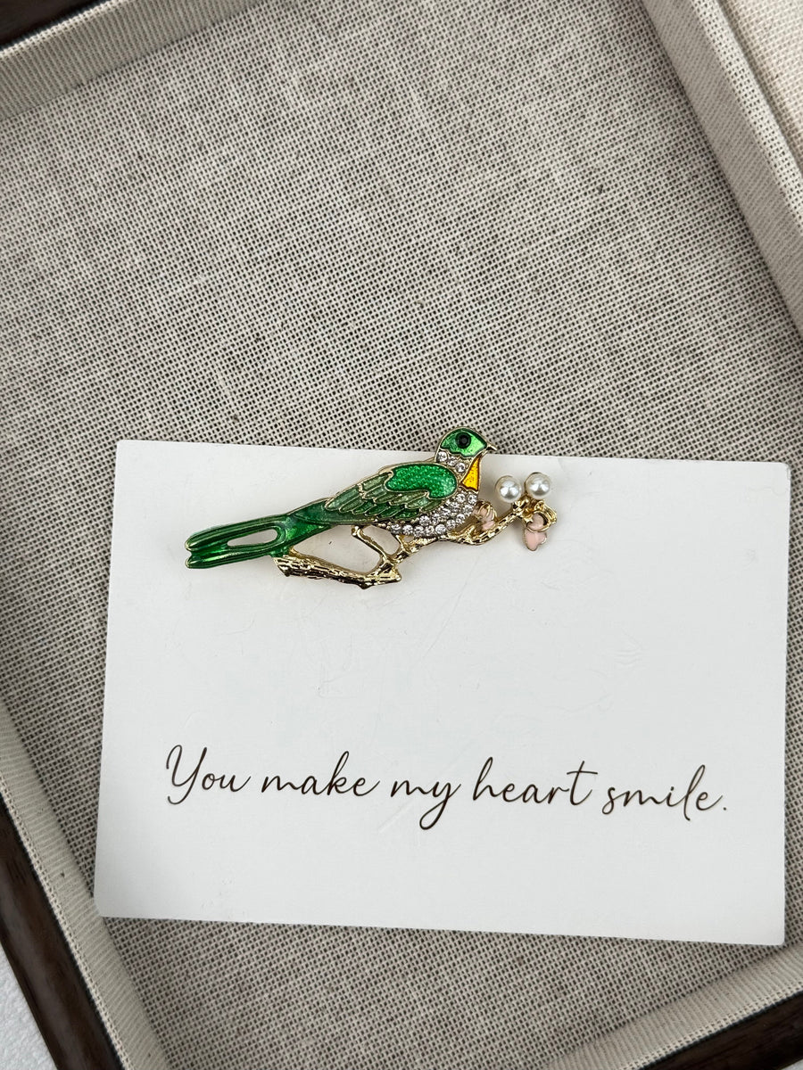 Magpies Climb Plum Blossoms Alloy Rhinestone Brooch PA5802