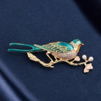 Magpies Climb Plum Blossoms Alloy Rhinestone Brooch PA5802 - view 4