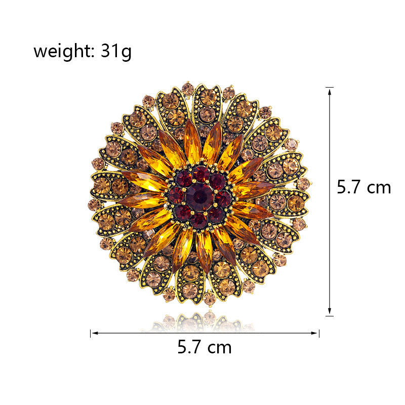 Retro Sunflower Alloy Rhinestone Brooch PA5808 - view 2