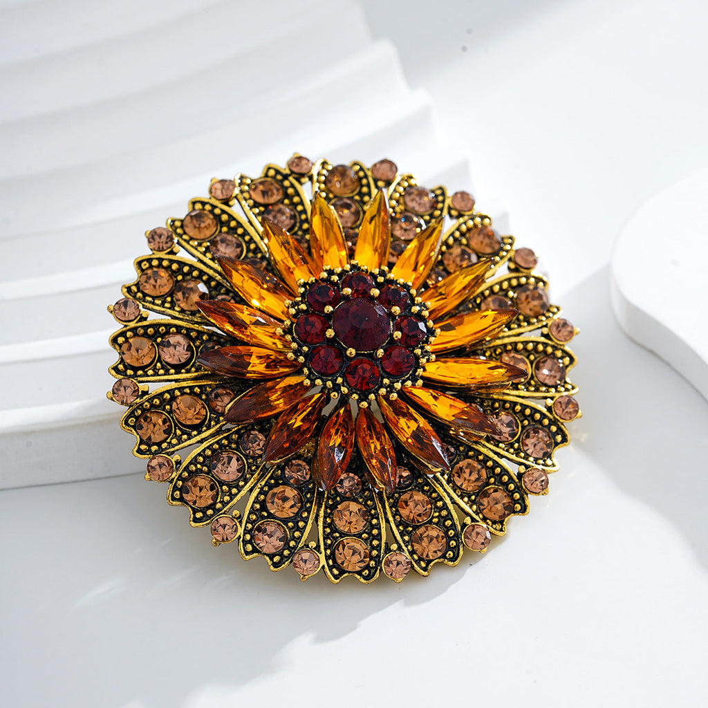 Retro Sunflower Alloy Rhinestone Brooch PA5808 - view 3