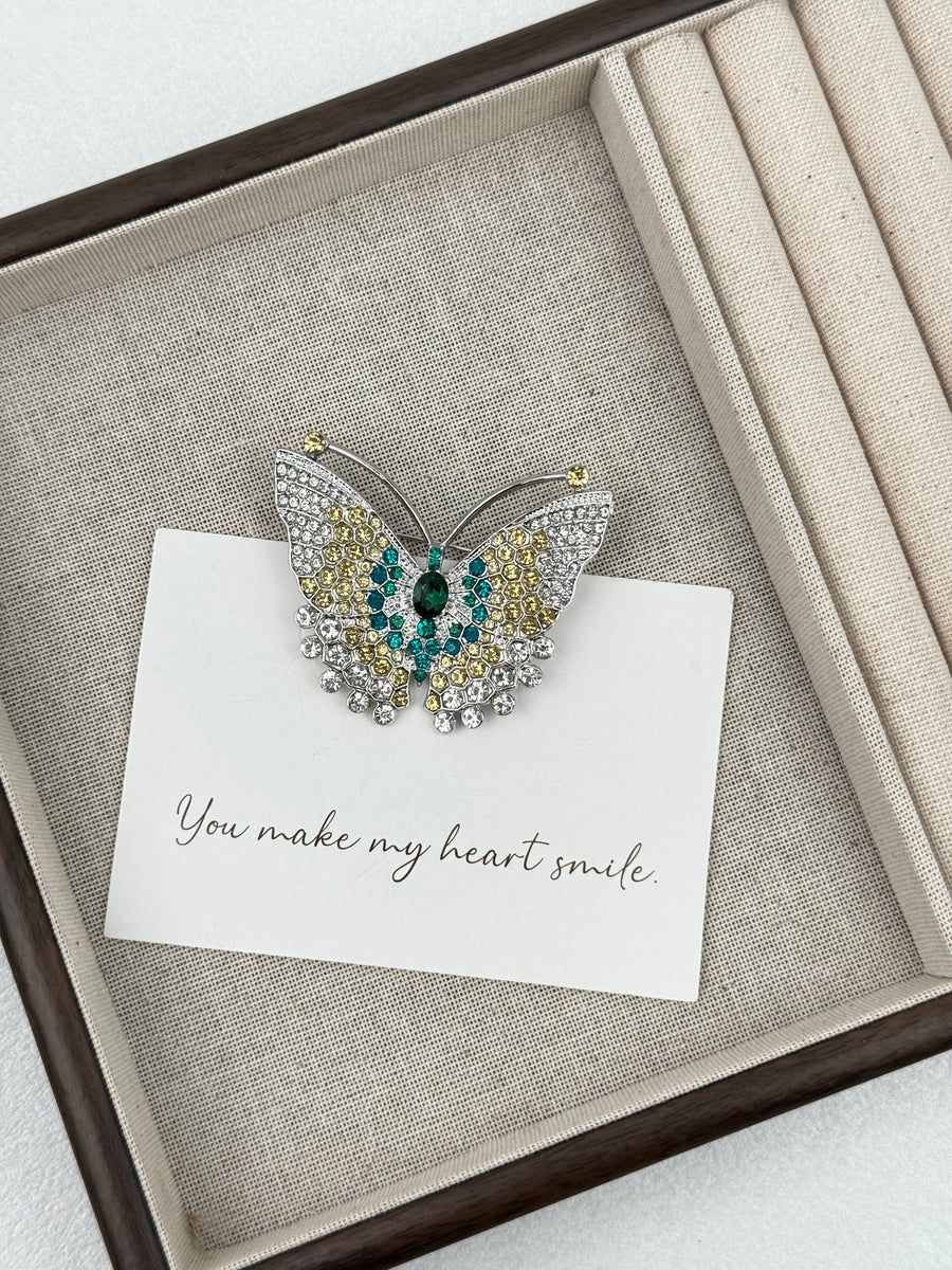 Butterfly Alloy Rhinestone Brooch PA5814