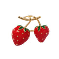 Double Strawberry Alloy Rhinestone Brooch PA5826