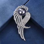 Wings Pearl Alloy Rhinestone Brooch PA5830 - view 4
