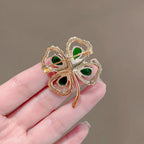 Four-leaf Clover Alloy Rhinestone Brooch PA5832 - view 5
