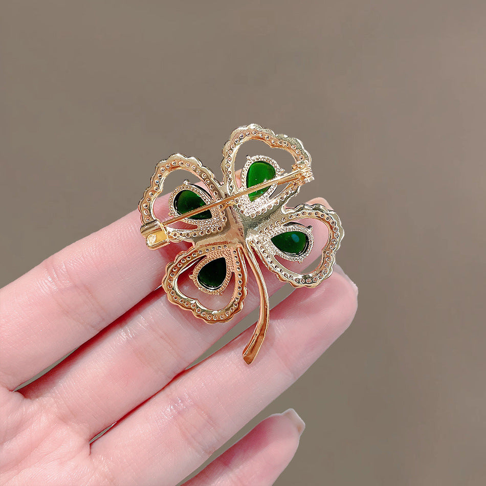 Four-leaf Clover Alloy Rhinestone Brooch PA5832 - view 5