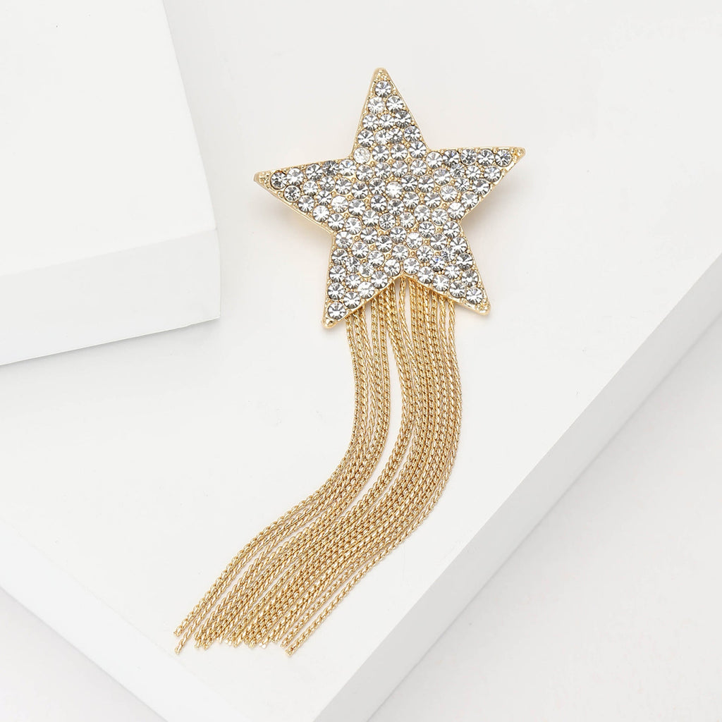 Star Tassel Alloy Rhinestone Brooch PA5833