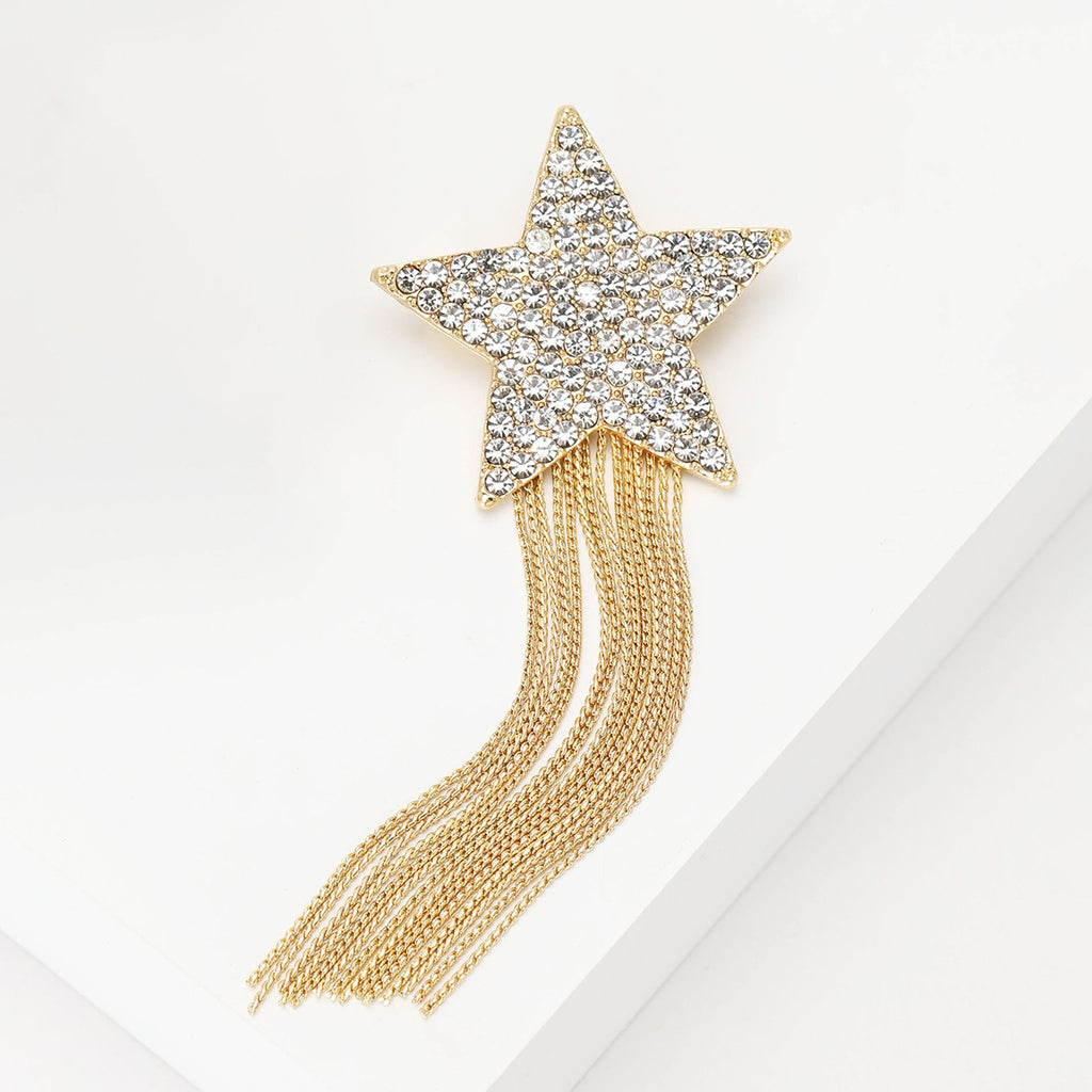 Star Tassel Alloy Rhinestone Brooch PA5833